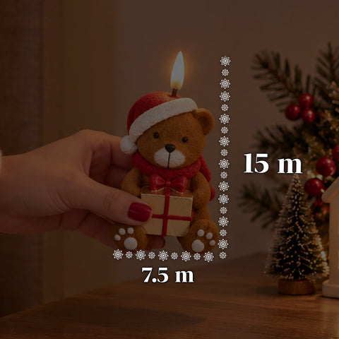 LED-Weihnachtskerze mit Batterie in 3 Varianten – Weihnachtsmann mit Baum, Bärchen und Bärengesicht, Flamme mit echtem Effekt, Weihnachtsdekoration
