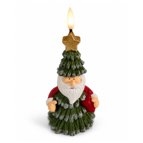 LED-Weihnachtskerze mit Batterie in 3 Varianten – Weihnachtsmann mit Baum, Bärchen und Bärengesicht, Flamme mit echtem Effekt, Weihnachtsdekoration