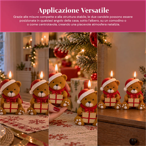 LED-Weihnachtskerze mit Batterie in 3 Varianten – Weihnachtsmann mit Baum, Bärchen und Bärengesicht, Flamme mit echtem Effekt, Weihnachtsdekoration