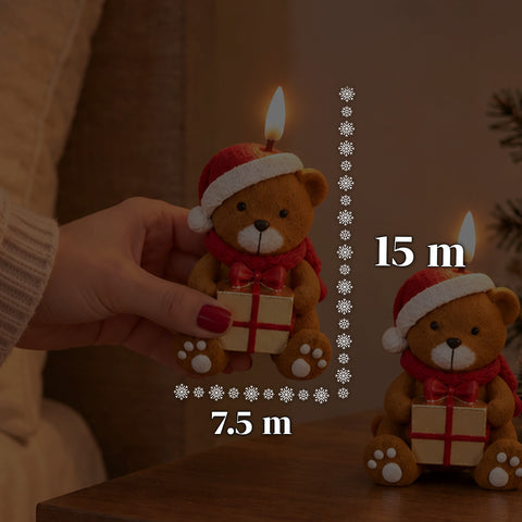 LED-Weihnachtskerze mit Batterie in 3 Varianten – Weihnachtsmann mit Baum, Bärchen und Bärengesicht, Flamme mit echtem Effekt, Weihnachtsdekoration