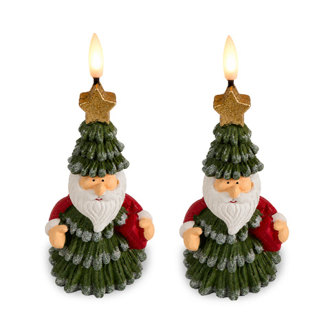 LED-Weihnachtskerze mit Batterie in 3 Varianten – Weihnachtsmann mit Baum, Bärchen und Bärengesicht, Flamme mit echtem Effekt, Weihnachtsdekoration