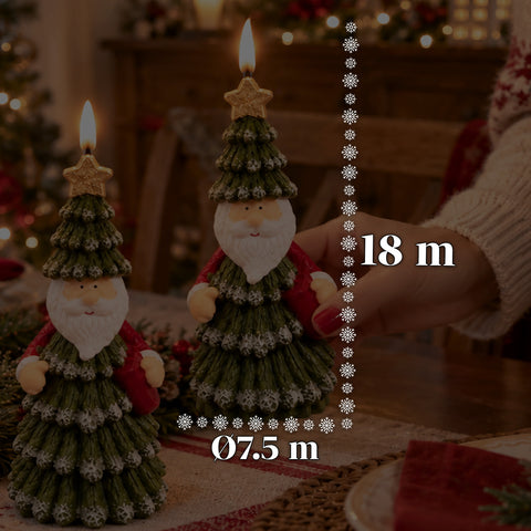 LED-Weihnachtskerze mit Batterie in 3 Varianten – Weihnachtsmann mit Baum, Bärchen und Bärengesicht, Flamme mit echtem Effekt, Weihnachtsdekoration