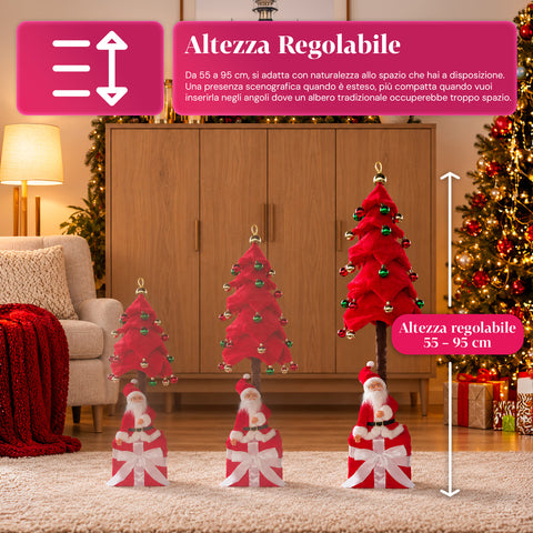 Ausziehbarer Weihnachtsbaum 90 und 95 cm mit Geschenkpaket und Figuren