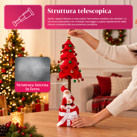 Ausziehbarer Weihnachtsbaum 90 und 95 cm mit Geschenkpaket und Figuren
