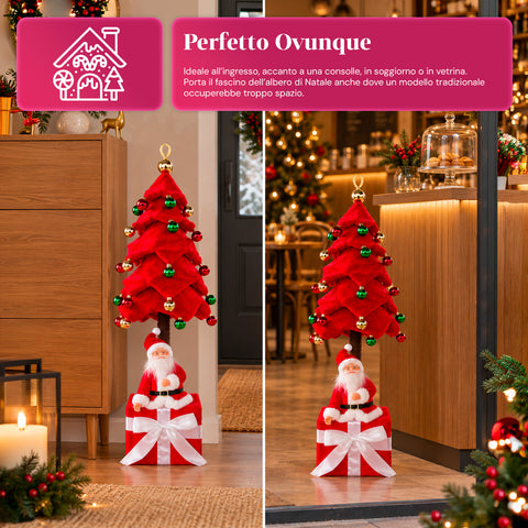 Ausziehbarer Weihnachtsbaum 90 und 95 cm mit Geschenkpaket und Figuren