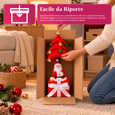 Ausziehbarer Weihnachtsbaum 90 und 95 cm mit Geschenkpaket und Figuren