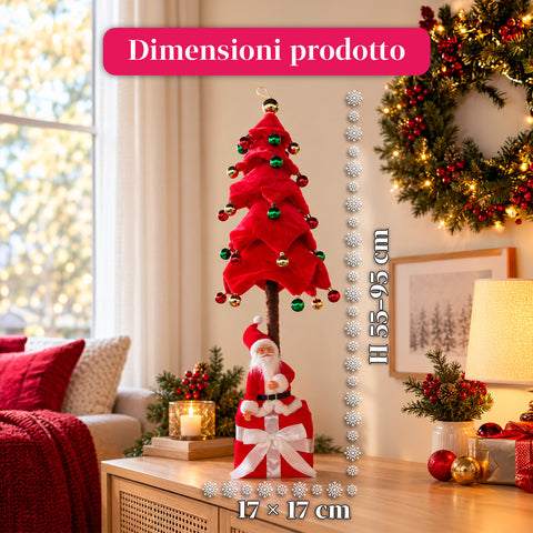 Ausziehbarer Weihnachtsbaum 90 und 95 cm mit Geschenkpaket und Figuren