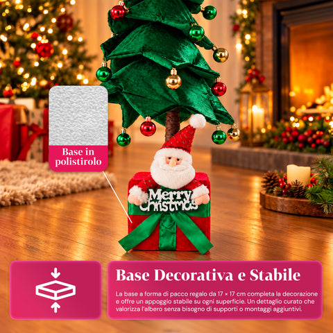 Ausziehbarer Weihnachtsbaum 90 und 95 cm mit Geschenkpaket und Figuren