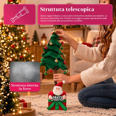 Ausziehbarer Weihnachtsbaum 90 und 95 cm mit Geschenkpaket und Figuren