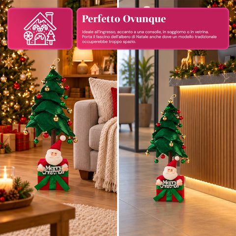 Ausziehbarer Weihnachtsbaum 90 und 95 cm mit Geschenkpaket und Figuren