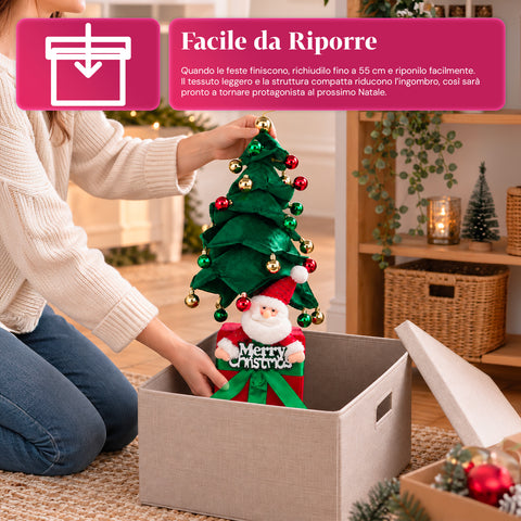 Ausziehbarer Weihnachtsbaum 90 und 95 cm mit Geschenkpaket und Figuren