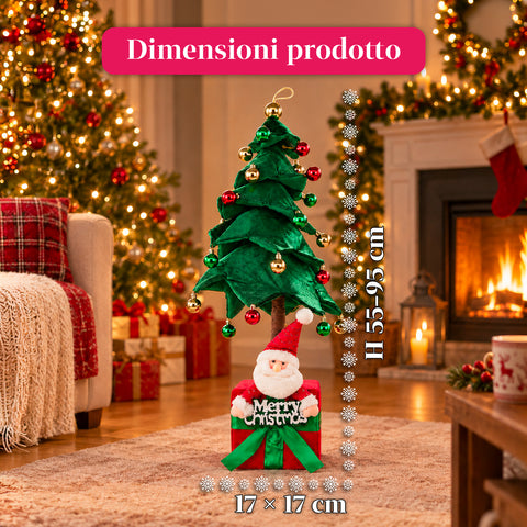 Ausziehbarer Weihnachtsbaum 90 und 95 cm mit Geschenkpaket und Figuren