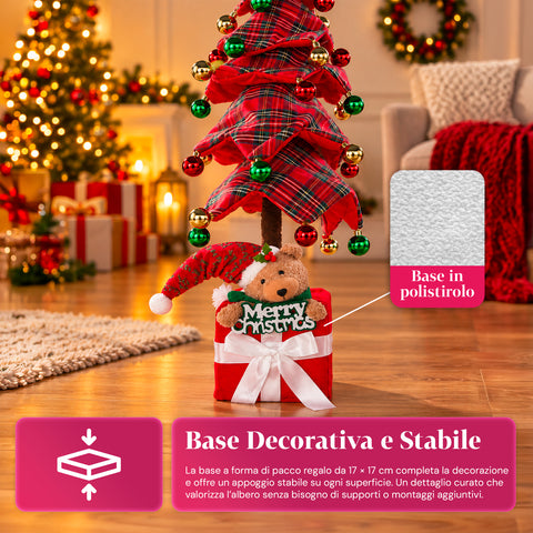 Ausziehbarer Weihnachtsbaum 90 und 95 cm mit Geschenkpaket und Figuren