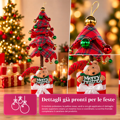 Ausziehbarer Weihnachtsbaum 90 und 95 cm mit Geschenkpaket und Figuren