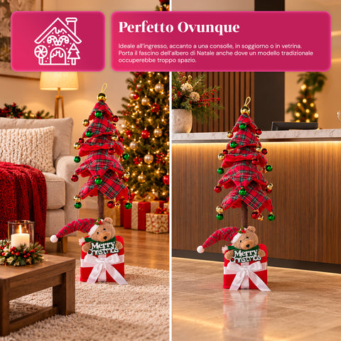 Ausziehbarer Weihnachtsbaum 90 und 95 cm mit Geschenkpaket und Figuren