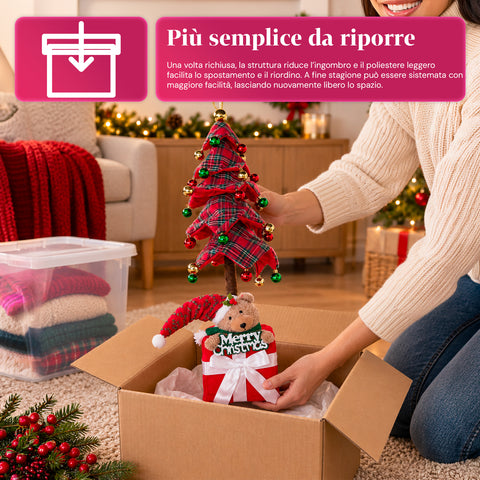 Ausziehbarer Weihnachtsbaum 90 und 95 cm mit Geschenkpaket und Figuren