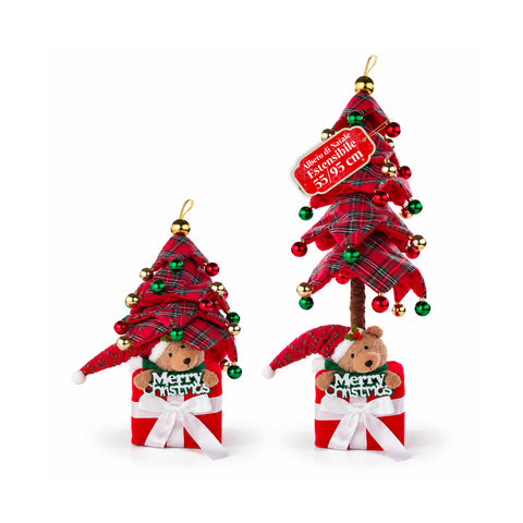 Ausziehbarer Weihnachtsbaum 90 und 95 cm mit Geschenkpaket und Figuren
