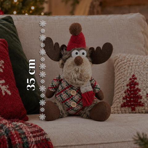 Dekorativer Weihnachts-Rentier aus Polyester – Weihnachtsschmuck mit sandierter Basis, niedliches Design, 4 Stilvarianten, 2 Größen: 35 und 50 cm