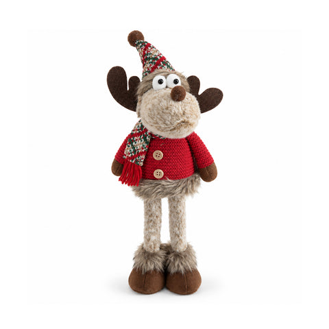 Dekorativer Weihnachts-Rentier aus Polyester – Weihnachtsschmuck mit sandierter Basis, niedliches Design, 4 Stilvarianten, 2 Größen: 35 und 50 cm