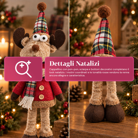 Dekorativer Weihnachts-Rentier aus Polyester – Weihnachtsschmuck mit sandierter Basis, niedliches Design, 4 Stilvarianten, 2 Größen: 35 und 50 cm