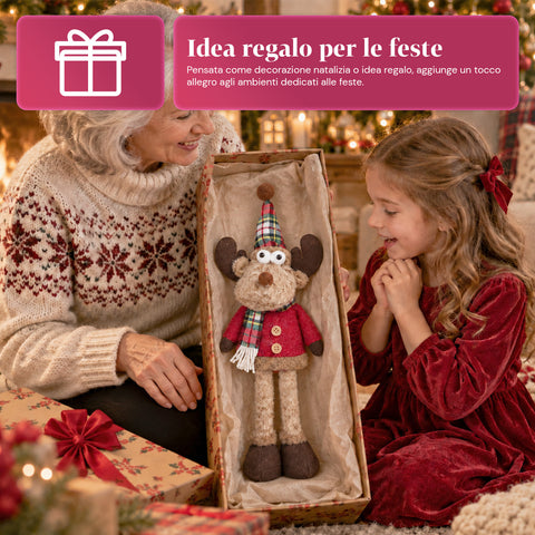Dekorativer Weihnachts-Rentier aus Polyester – Weihnachtsschmuck mit sandierter Basis, niedliches Design, 4 Stilvarianten, 2 Größen: 35 und 50 cm
