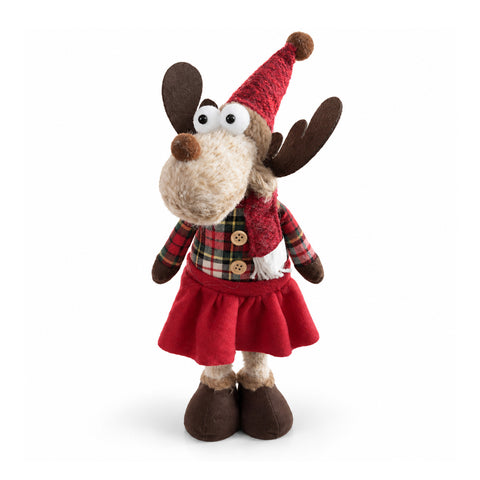 Dekorativer Weihnachts-Rentier aus Polyester – Weihnachtsschmuck mit sandierter Basis, niedliches Design, 4 Stilvarianten, 2 Größen: 35 und 50 cm