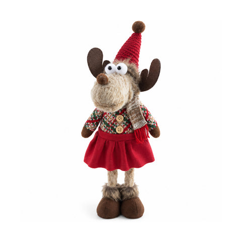 Dekorativer Weihnachts-Rentier aus Polyester – Weihnachtsschmuck mit sandierter Basis, niedliches Design, 4 Stilvarianten, 2 Größen: 35 und 50 cm