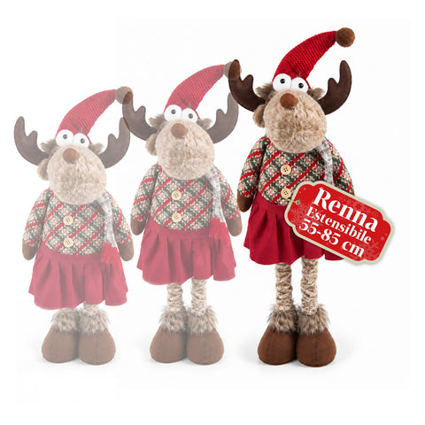 Dekoratives ausziehbares Weihnachtstier 55–85 cm – Weihnachtsschmuck mit Teleskopbeinen, Metallrahmen, Polyester, 4 Stilvarianten