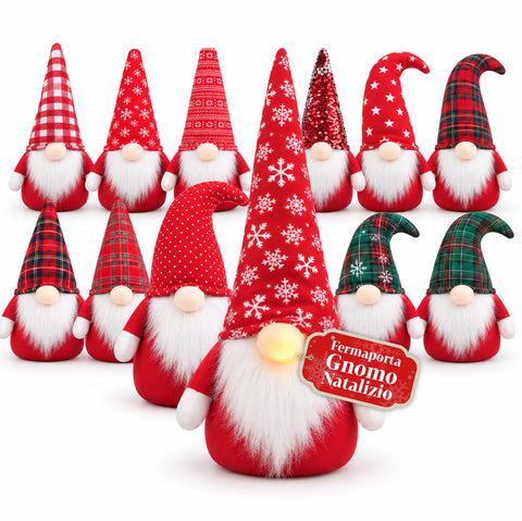 Weihnachtswichtel-Türstopper 60 cm mit LED in der Nase, 3 Lichtmodi, mit 1 kg Sand gefüllt, weiches Polyester – Bindbox