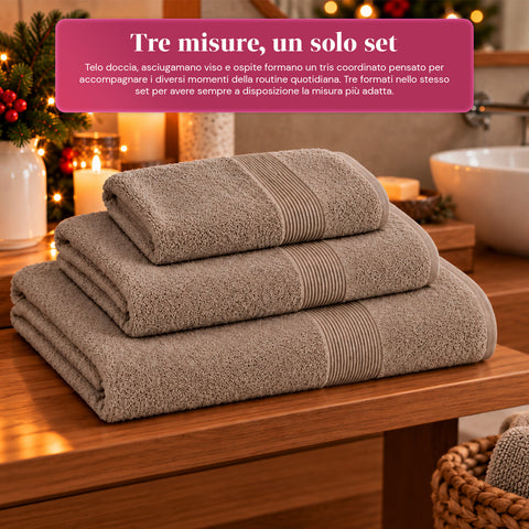 3er-Set Handtücher aus 100 % Baumwolle – 3-teiliges Badetuch-Set mit Badetuch 90x140, Handtuch 60x100 und Gästehandtuch 40x60 cm, weich und saugfähig, 6 Farben