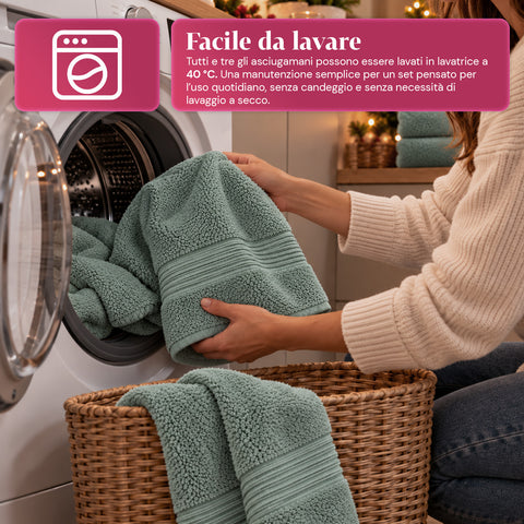 3er-Set Handtücher aus 100 % Baumwolle – 3-teiliges Badetuch-Set mit Badetuch 90x140, Handtuch 60x100 und Gästehandtuch 40x60 cm, weich und saugfähig, 6 Farben
