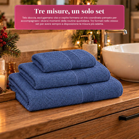 3er-Set Handtücher aus 100 % Baumwolle – 3-teiliges Badetuch-Set mit Badetuch 90x140, Handtuch 60x100 und Gästehandtuch 40x60 cm, weich und saugfähig, 6 Farben
