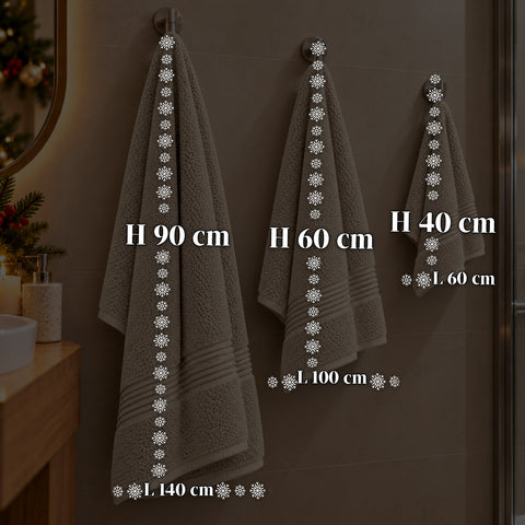 3er-Set Handtücher aus 100 % Baumwolle – 3-teiliges Badetuch-Set mit Badetuch 90x140, Handtuch 60x100 und Gästehandtuch 40x60 cm, weich und saugfähig, 6 Farben