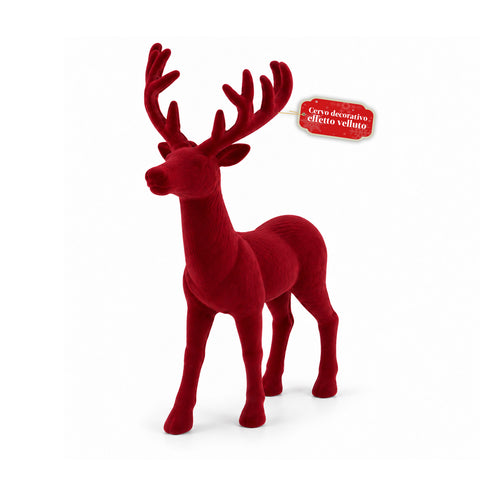 Dekorativer Hirsch 33 x 44h cm in Samtoptik, Rentierfigur im modernen Design für Zuhause, Büro und Schaufenster, Weihnachtsdekoration, 6 Farbvarianten