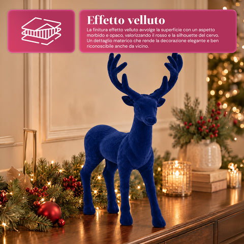 Dekorativer Hirsch 33 x 44h cm in Samtoptik, Rentierfigur im modernen Design für Zuhause, Büro und Schaufenster, Weihnachtsdekoration, 6 Farbvarianten
