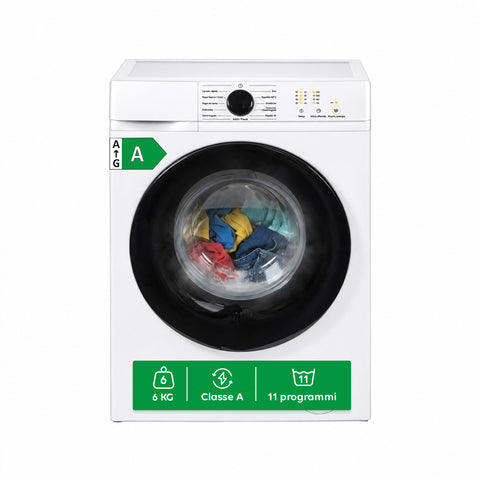 Frontlader-Waschmaschine, 6 kg, Energieeffizienzklasse A, 1200 U/min, Slim mit 41 cm, Dampfwäsche, Waben-Trommel, Kindersicherung, Weiß oder Grau