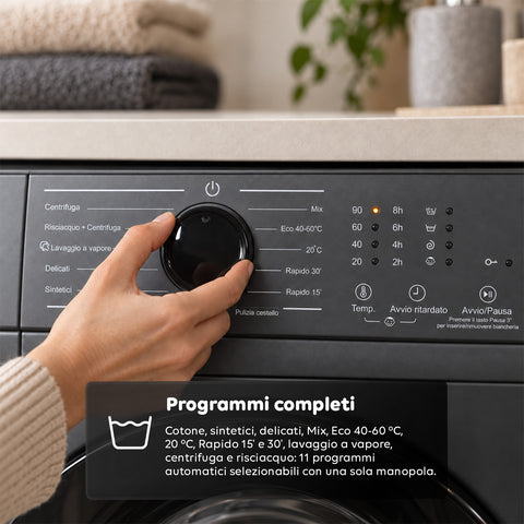 Frontlader-Waschmaschine, 6 kg, Energieeffizienzklasse A, 1200 U/min, Slim mit 41 cm, Dampfwäsche, Waben-Trommel, Kindersicherung, Weiß oder Grau