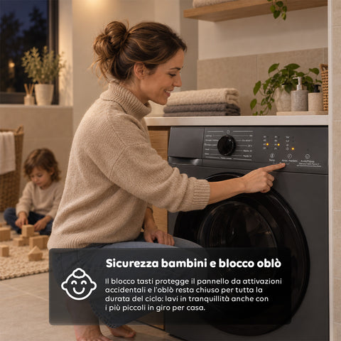 Frontlader-Waschmaschine, 6 kg, Energieeffizienzklasse A, 1200 U/min, Slim mit 41 cm, Dampfwäsche, Waben-Trommel, Kindersicherung, Weiß oder Grau