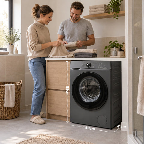 Frontlader-Waschmaschine, 6 kg, Energieeffizienzklasse A, 1200 U/min, Slim mit 41 cm, Dampfwäsche, Waben-Trommel, Kindersicherung, Weiß oder Grau