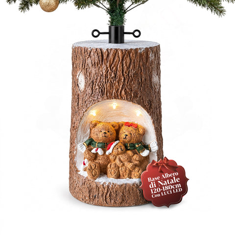 Basis für Weihnachtsbaumstamm mit animierten LEDs und 3D-Figuren für Bäume bis 180 cm – Eisen- und Magnesium-Baumständer mit Ø-4-cm-Halterung