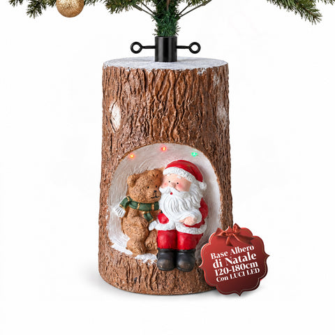 Basis für Weihnachtsbaumstamm mit animierten LEDs und 3D-Figuren für Bäume bis 180 cm – Eisen- und Magnesium-Baumständer mit Ø-4-cm-Halterung