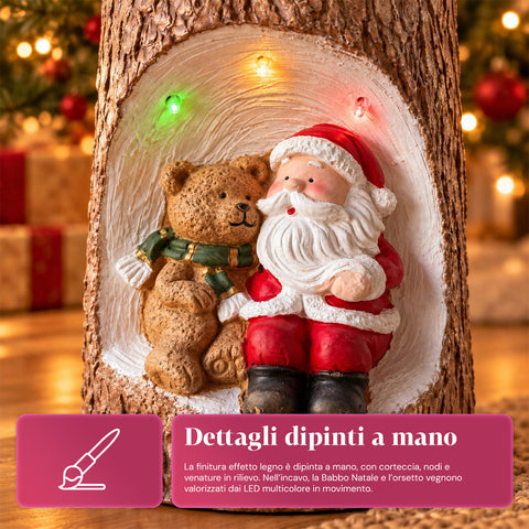 Basis für Weihnachtsbaumstamm mit animierten LEDs und 3D-Figuren für Bäume bis 180 cm – Eisen- und Magnesium-Baumständer mit Ø-4-cm-Halterung