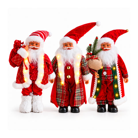 Weihnachtsmann mit Lichtern und Musik, dekorative Weihnachtsstatue 65-95-120 cm, batteriebetriebene Leuchtdekoration – Blindbox