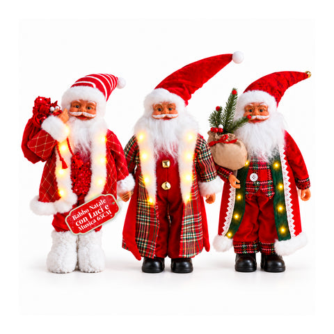 Weihnachtsmann mit Lichtern und Musik, dekorative Weihnachtsstatue 65-95-120 cm, batteriebetriebene Leuchtdekoration – Blindbox