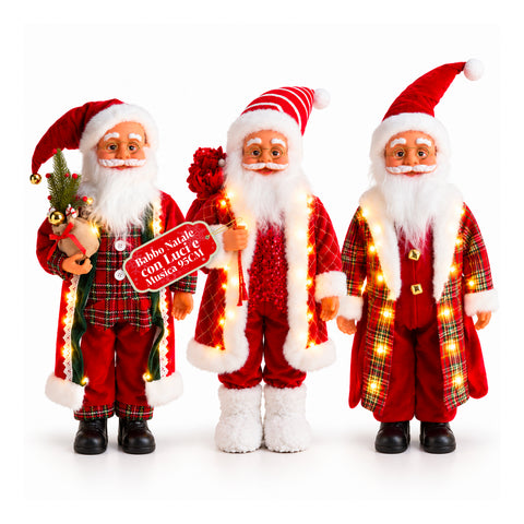 Weihnachtsmann mit Lichtern und Musik, dekorative Weihnachtsstatue 65-95-120 cm, batteriebetriebene Leuchtdekoration – Blindbox
