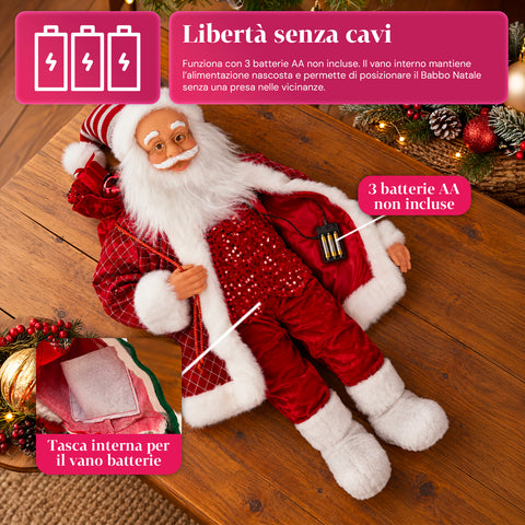 Weihnachtsmann mit Lichtern und Musik, dekorative Weihnachtsstatue 65-95-120 cm, batteriebetriebene Leuchtdekoration – Blindbox
