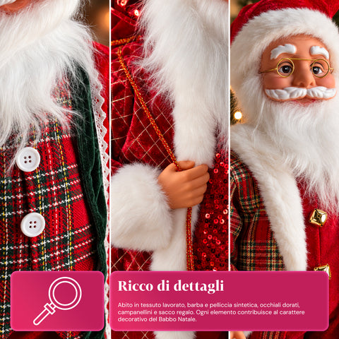Weihnachtsmann mit Lichtern und Musik, dekorative Weihnachtsstatue 65-95-120 cm, batteriebetriebene Leuchtdekoration – Blindbox