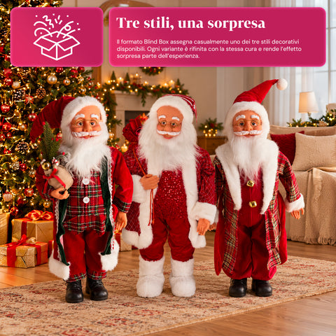 Weihnachtsmann mit Lichtern und Musik, dekorative Weihnachtsstatue 65-95-120 cm, batteriebetriebene Leuchtdekoration – Blindbox