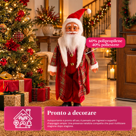 Weihnachtsmann mit Lichtern und Musik, dekorative Weihnachtsstatue 65-95-120 cm, batteriebetriebene Leuchtdekoration – Blindbox