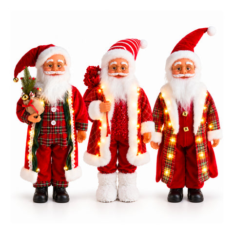 Weihnachtsmann mit Lichtern und Musik, dekorative Weihnachtsstatue 65-95-120 cm, batteriebetriebene Leuchtdekoration – Blindbox